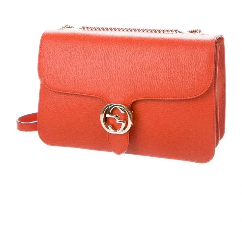 Gucci Orange Crossbody Bag with Silver Chain - Picture 4 of 12